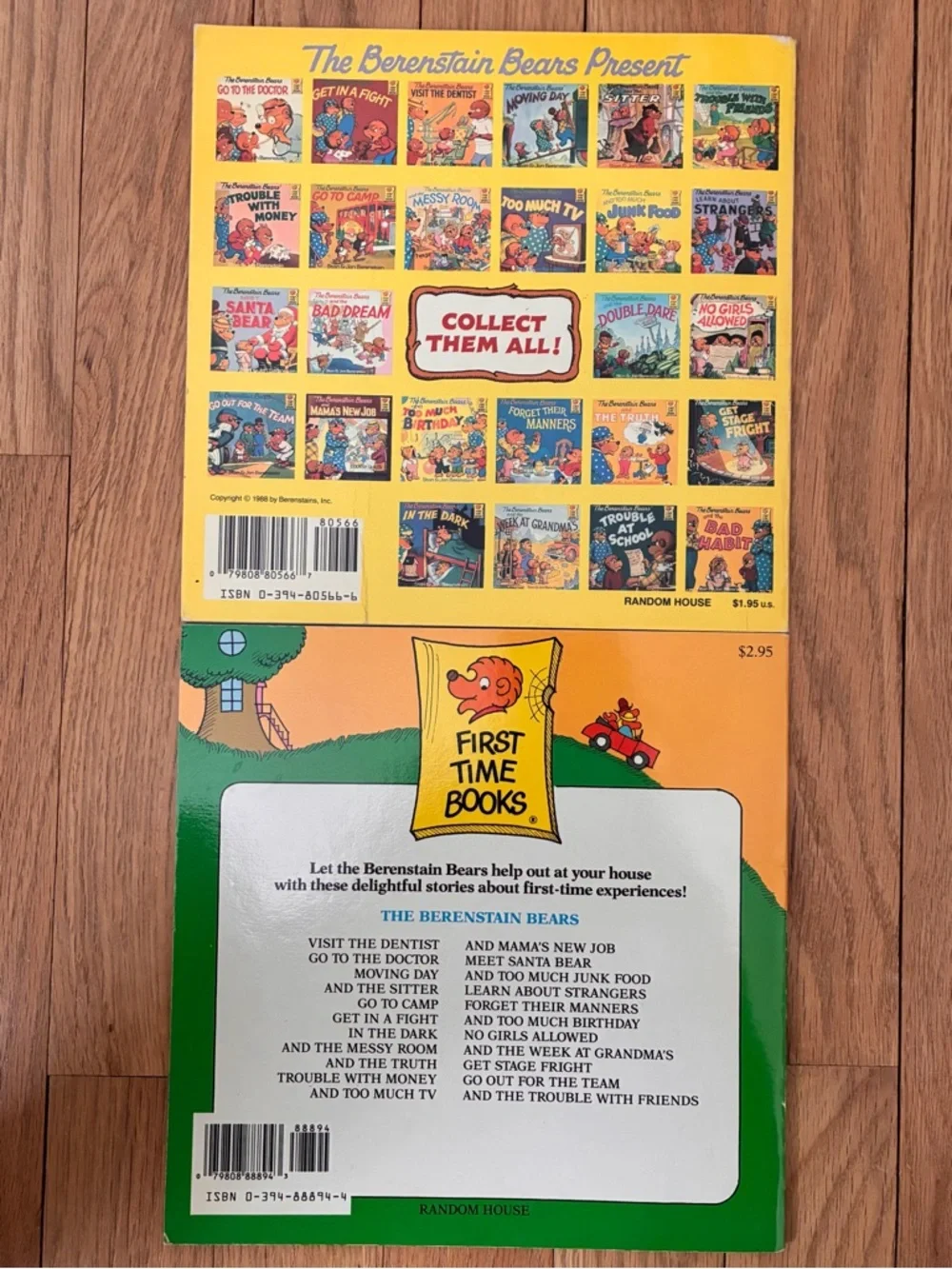 The Berenstain Bears, 2 FIRST TIME BOOKS, Softcover, with 2 Hand Puppets, 1980s